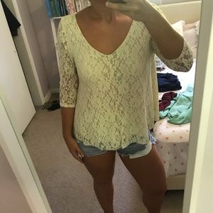 Creme colored lace flowy shirt